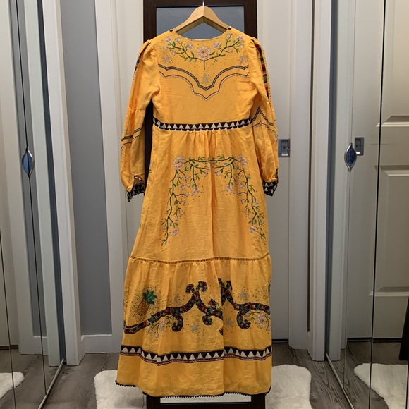 Farm Rio yellow linen maxi dress. US XS - Picture 5 of 11